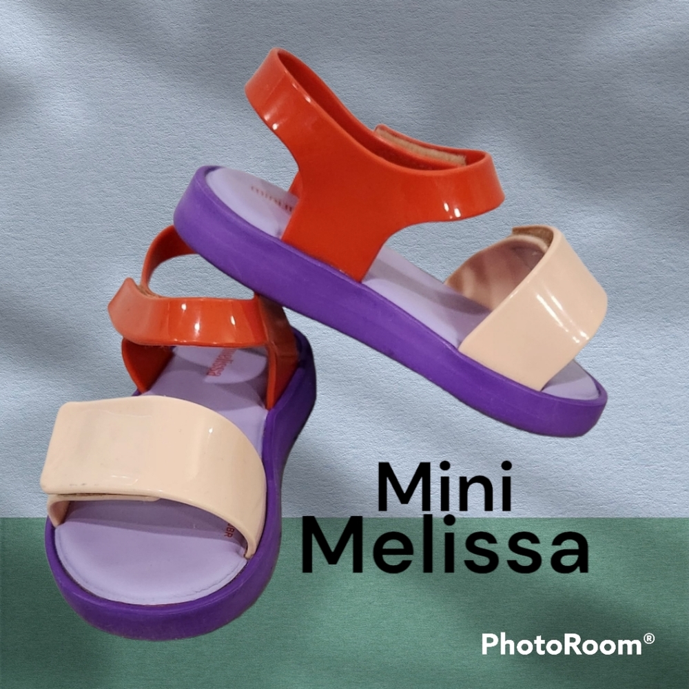 Mini Melissa Jump Bb 32834 Purple/Red/Pink velcro sandals girl's size 9 Toddler